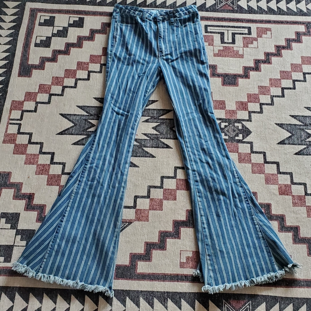 Pinstripe flare jeans